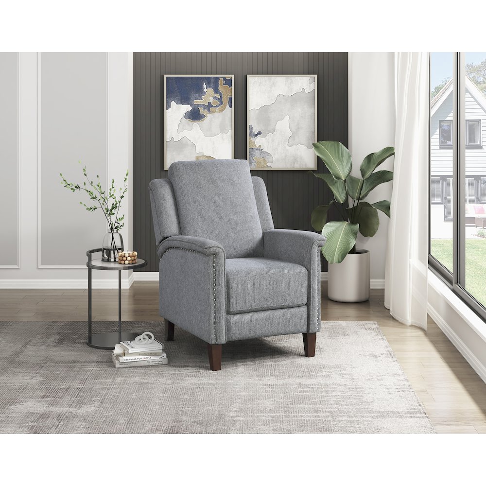 Lansing Chenille Push Back Reclining Chair in Gray. Picture 2