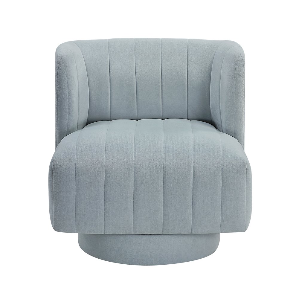 Joyce Textured Swivel Chair in Aqua Blue. Picture 4