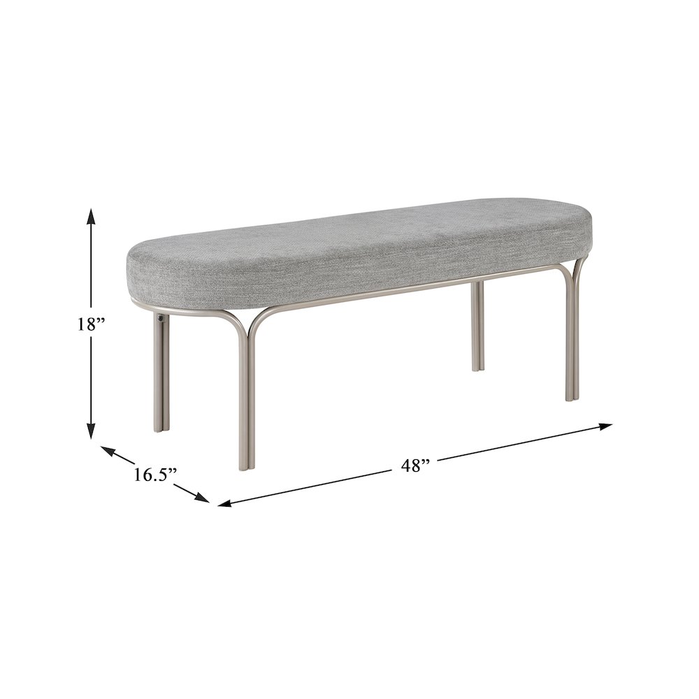 Waldon Chenille Bench in Gray. Picture 4