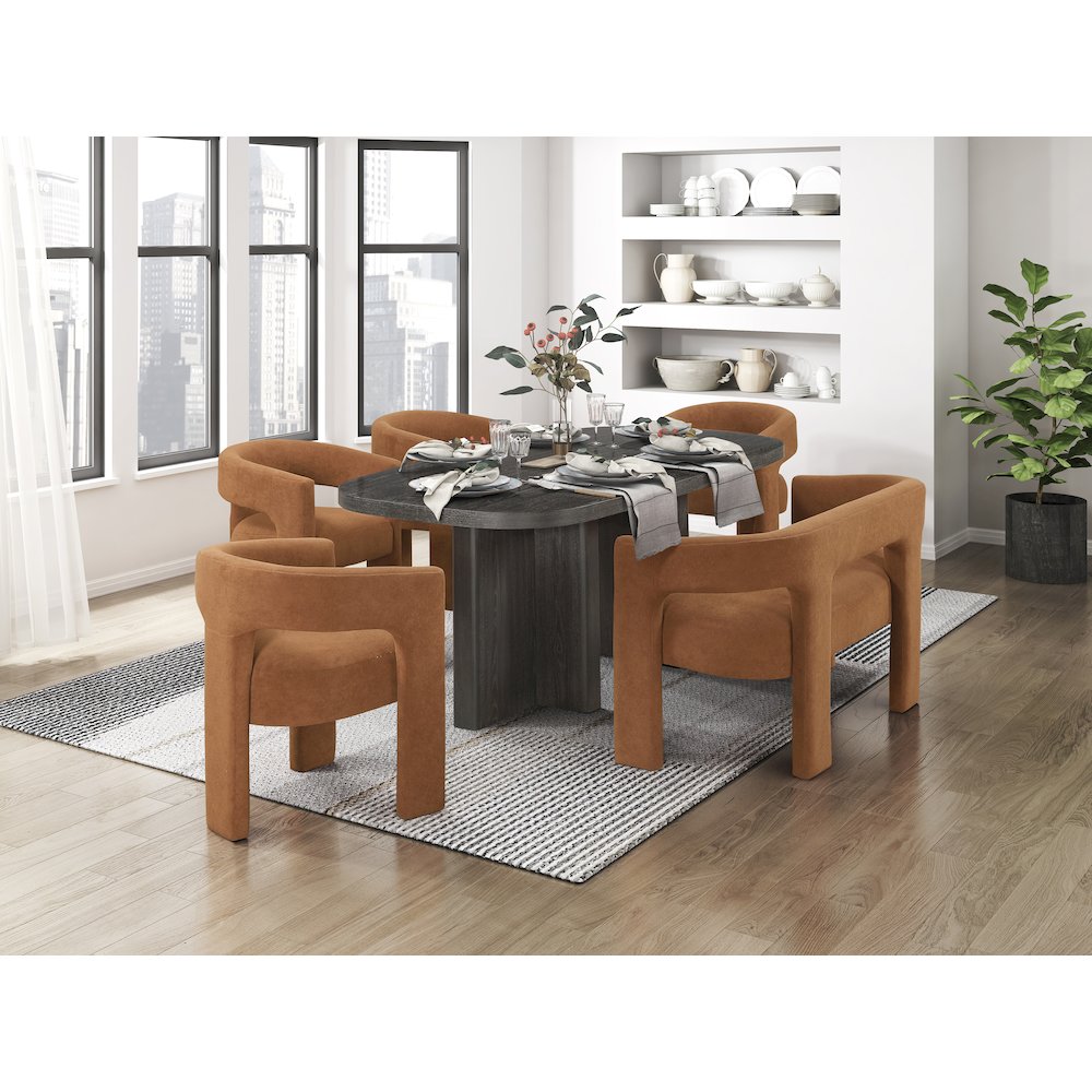 Marais Boucle Dining Bench in Orange. Picture 2
