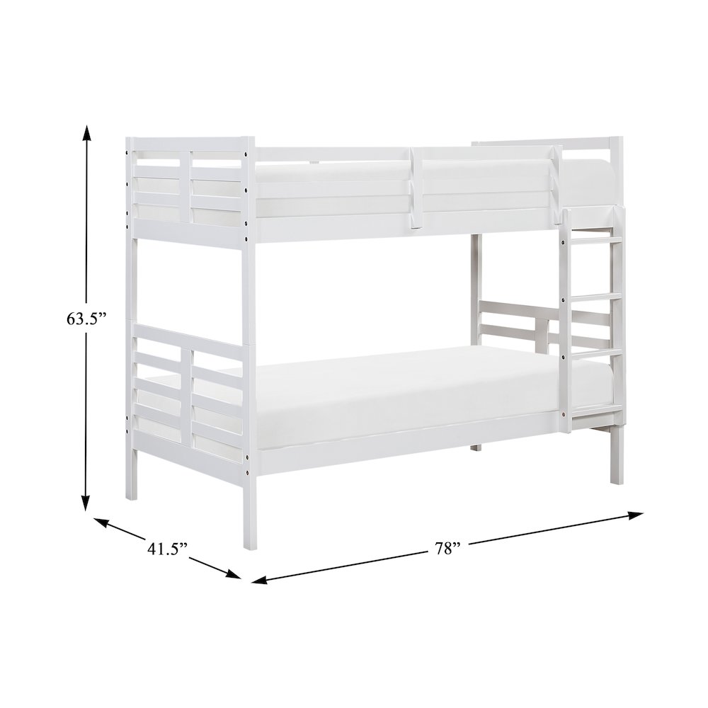 Darden Pine Twin/Twin Bunk Bed in White. Picture 5
