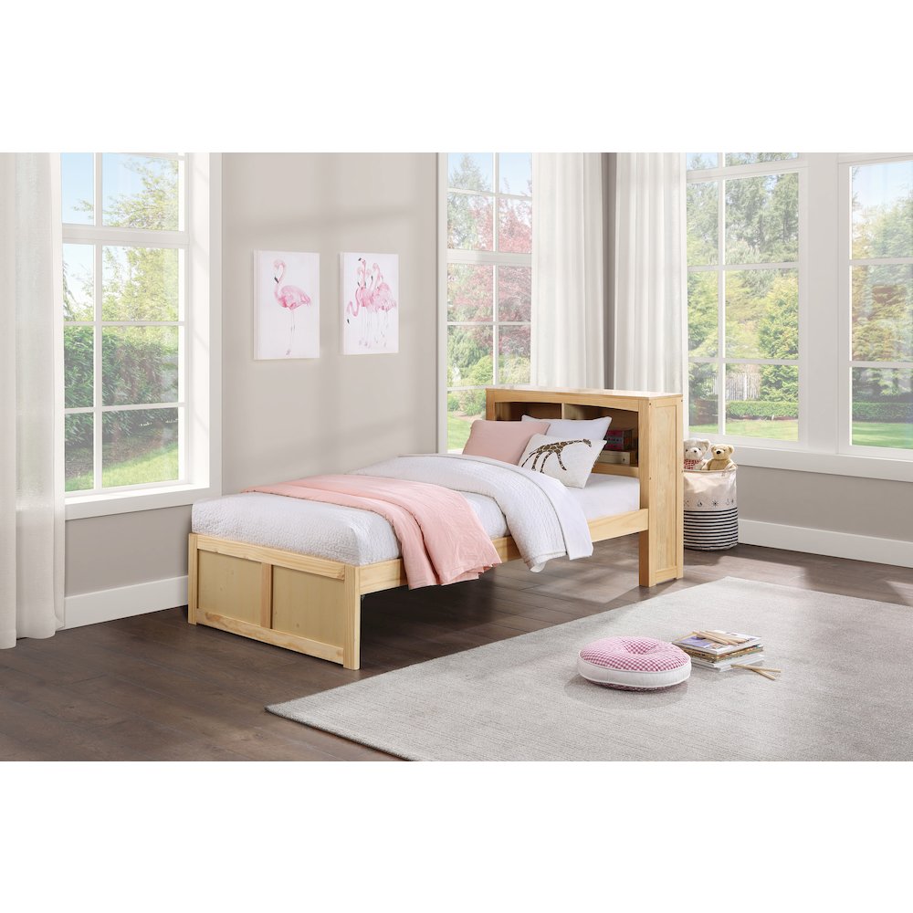 Bartly Pine Twin Bookcase Bed in Natural Pine. Picture 2