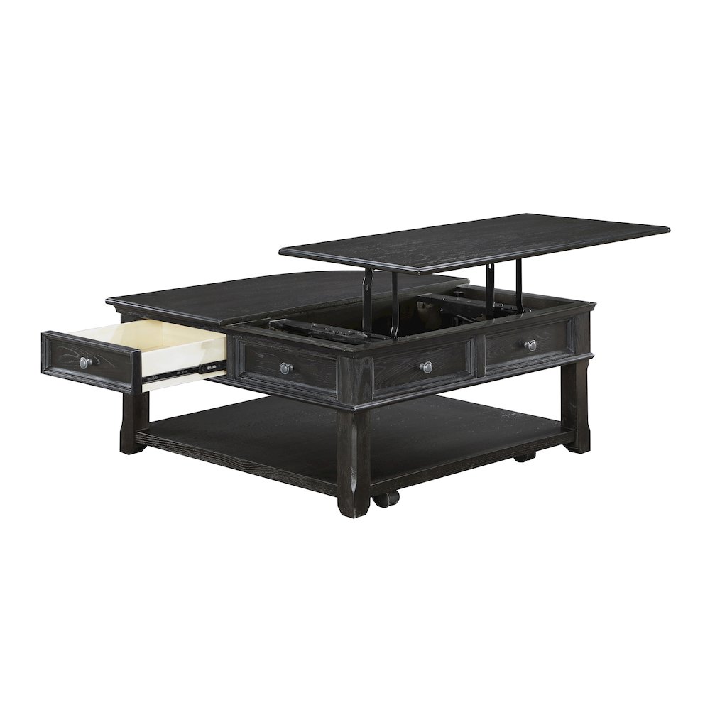 Muriel Pine Lift Top Cocktail Table in Charcoal. Picture 10