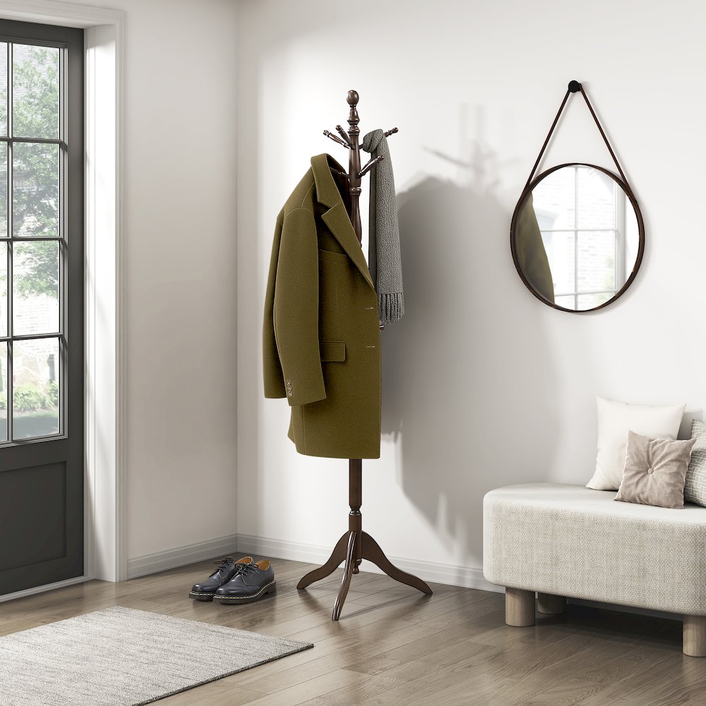 Manny Rubberwood Coat Rack in Dark Brown. Picture 2