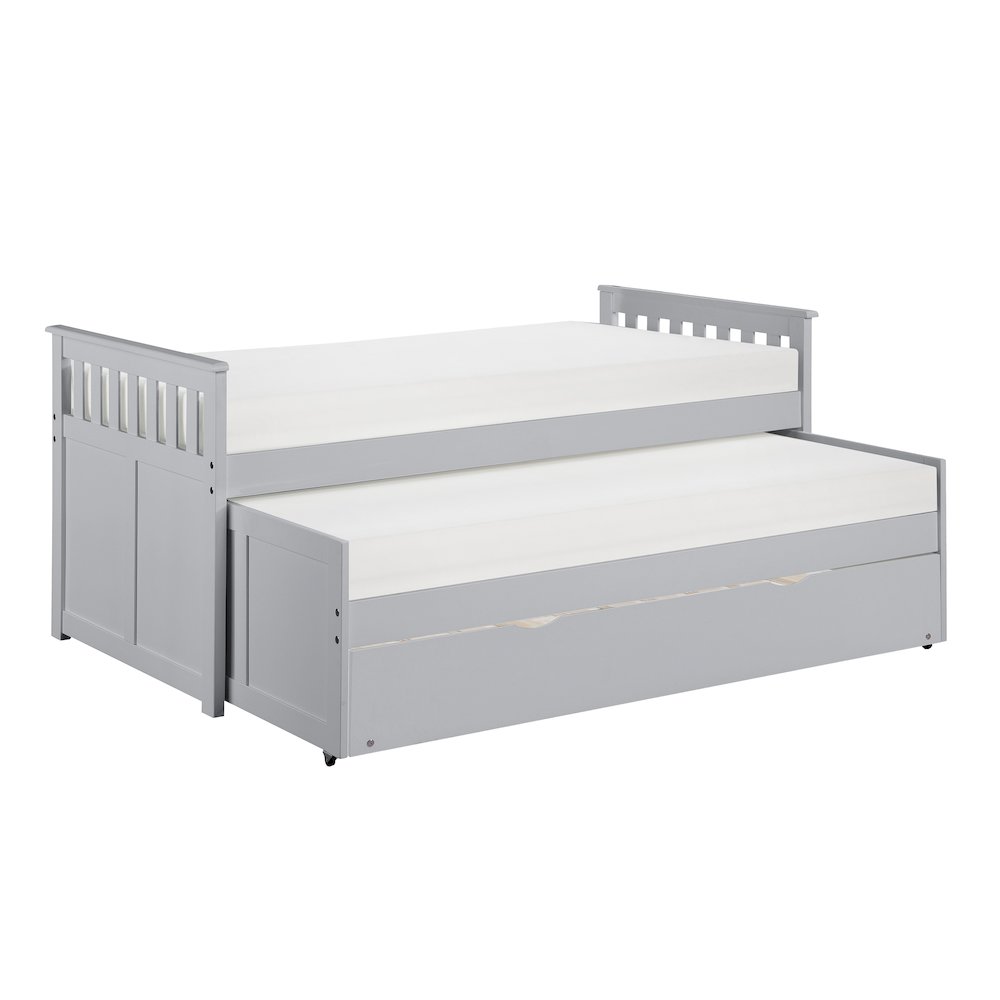 Orion Pine Twin/Twin Bed with Twin Trundle in Gray. Picture 6