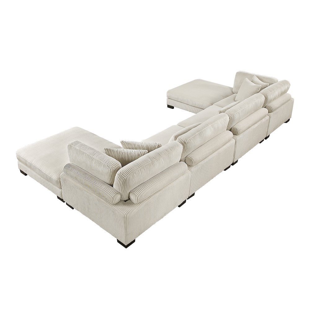 Traverse Corduroy 6-Piece Modular Sectional with Ottomans in Beige. Picture 2