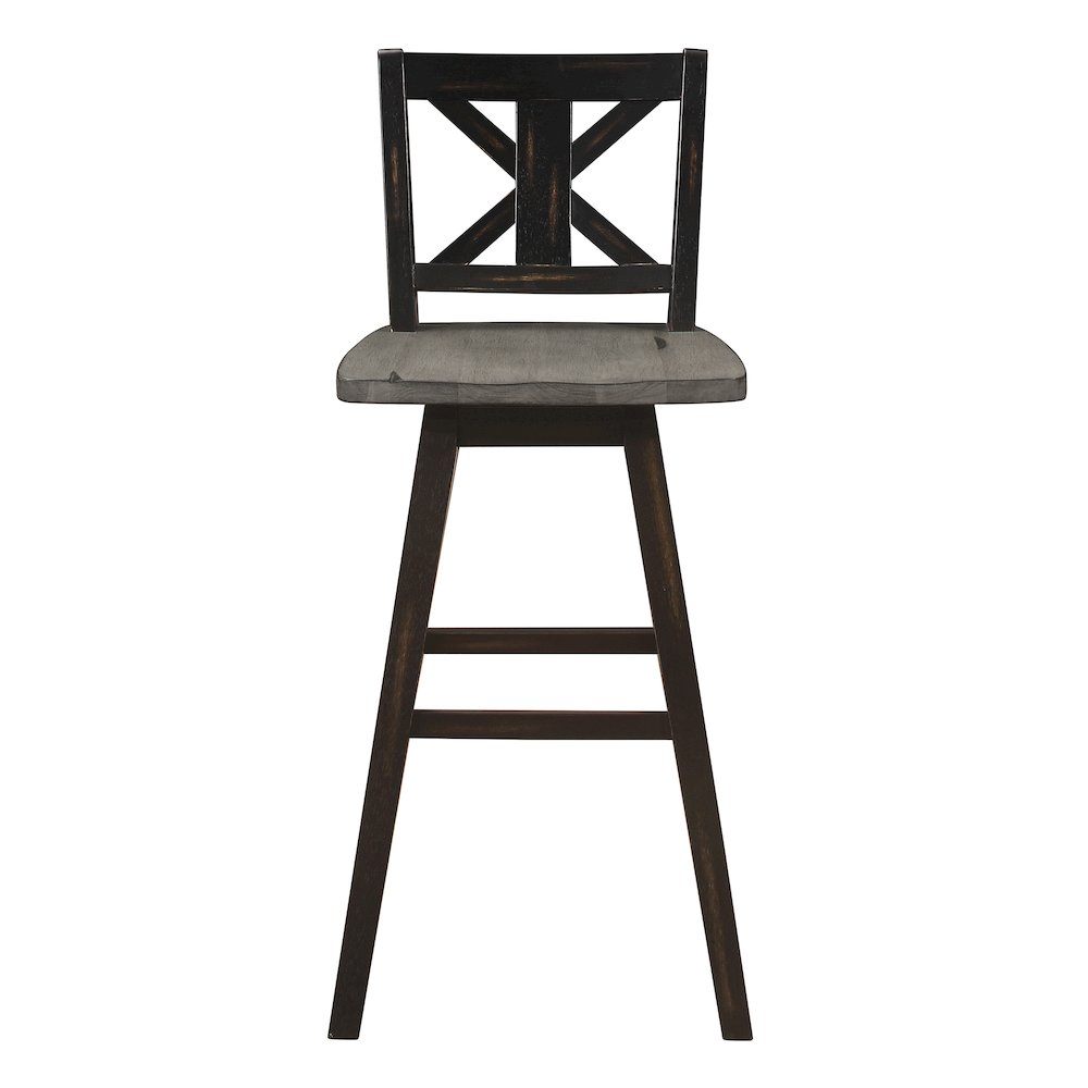 Amsonia Solid Wood Swivel Pub Height Chair, set of 2 in Gray and Black. Picture 5