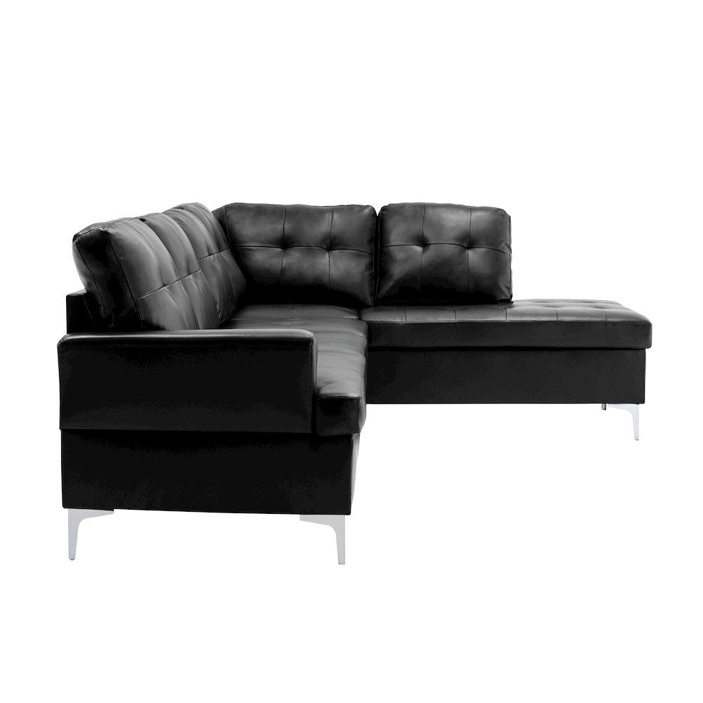 Barrington Faux Leather 2-piece set Sectional Sofa in Black. Picture 8