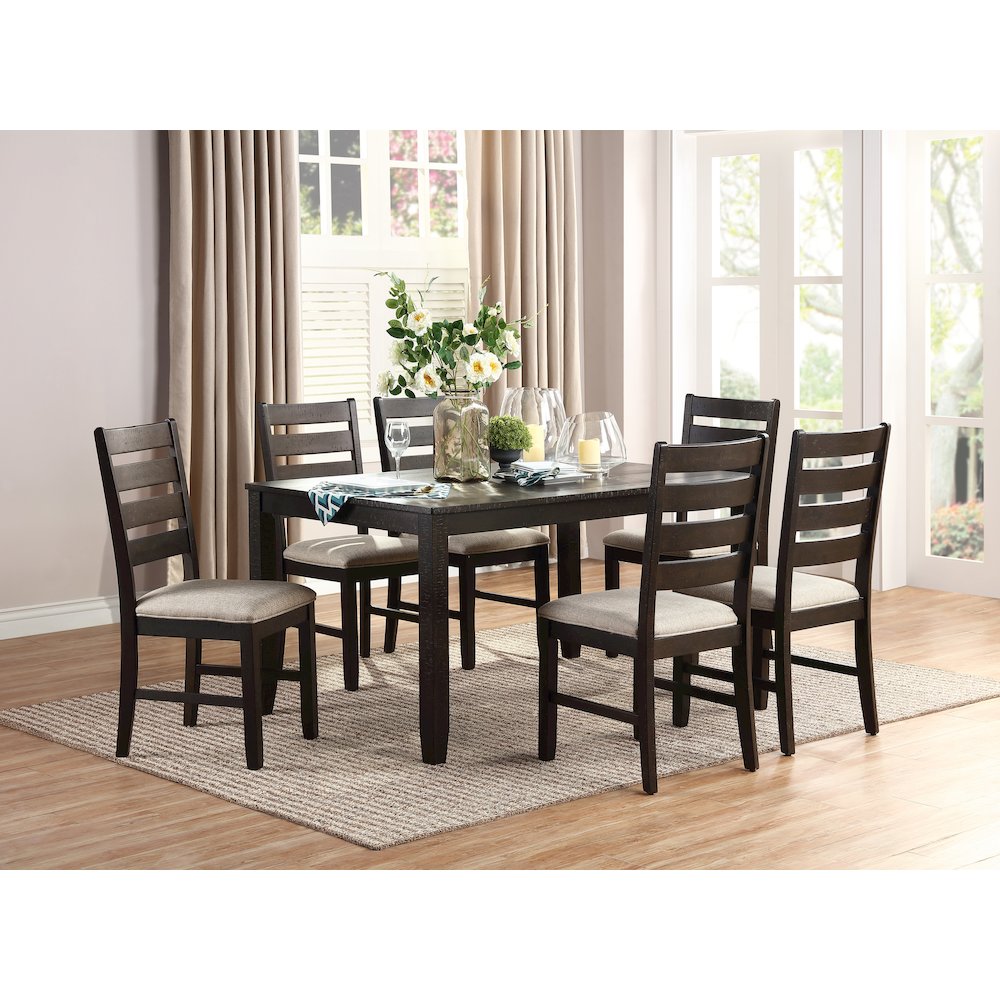 Blair Farm Asian Hardwood 7-Piece Pack Dinette Set in Brown. Picture 4