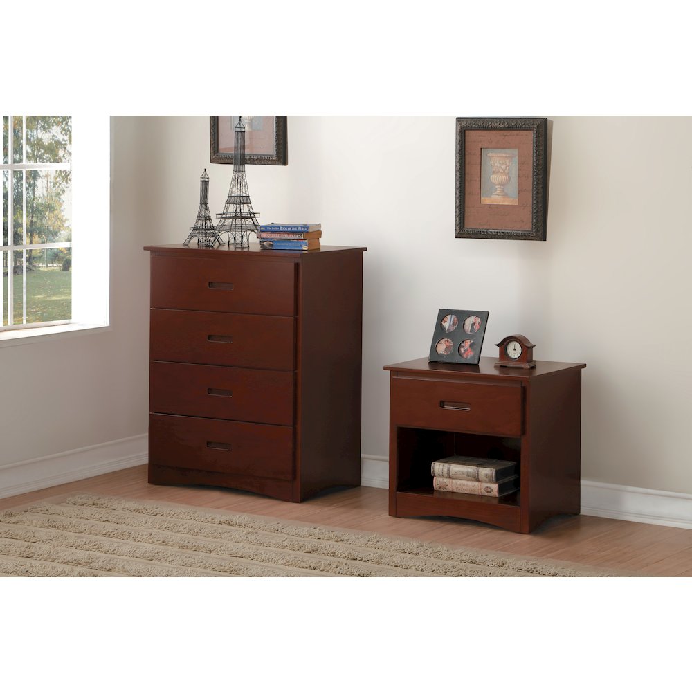Rowe Pine Night Stand in Dark Cherry. Picture 2