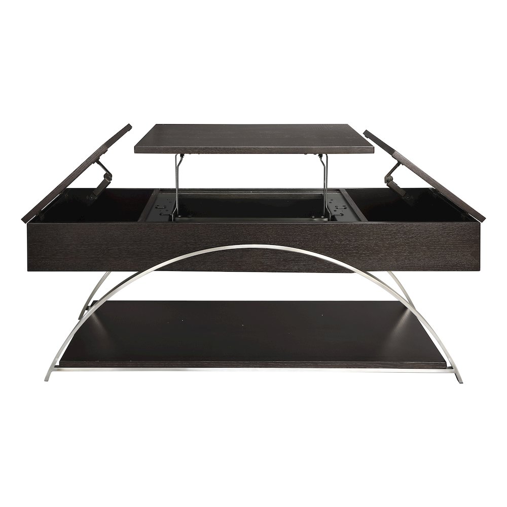 Tioga Engineered Wood Cocktail Table w/ Lift-Top and Storage in Espresso. Picture 8