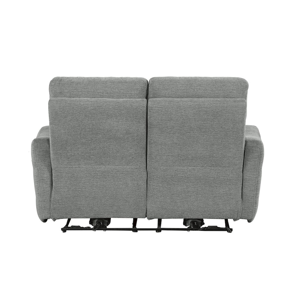 Edition Faux Leather Power Double Reclining Love Seat in Gray. Picture 3