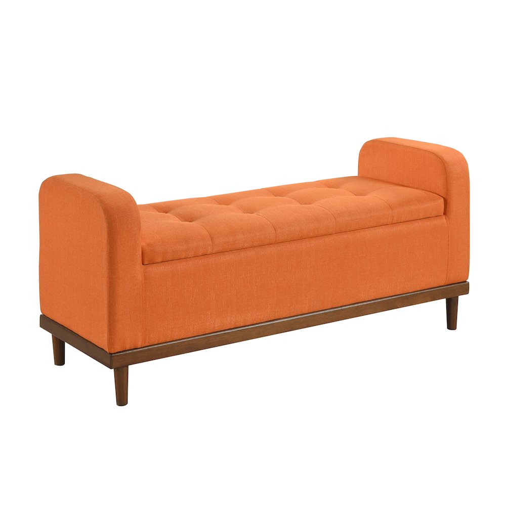 Brigitte Textured Lift Top Storage Bench in Orange. Picture 1