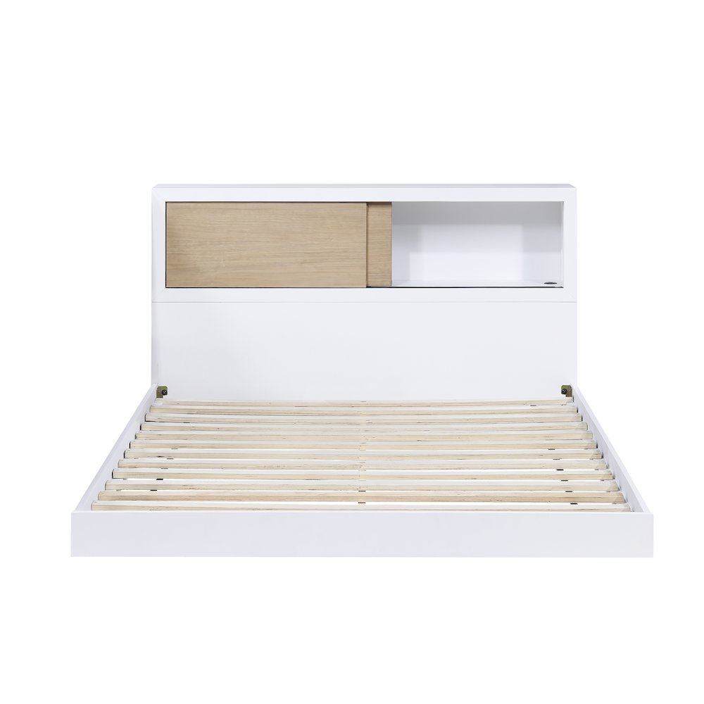 Asker Asian Hardwood Full Bookcase Bed in 2-Tone (White and Natural). Picture 8