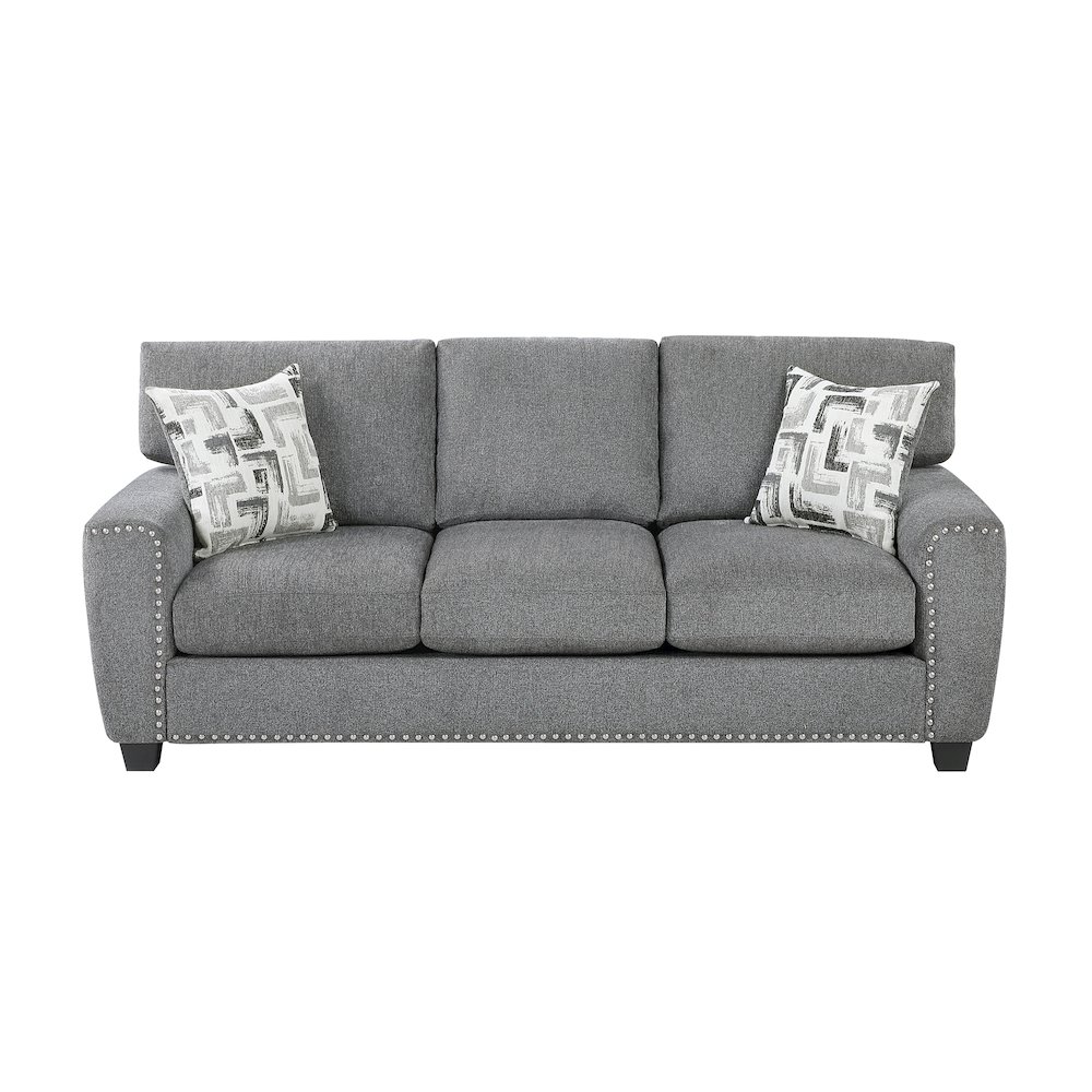 Isabel Chenille 2pc Set: Sofa, Loveseat in Dark Gray. Picture 8