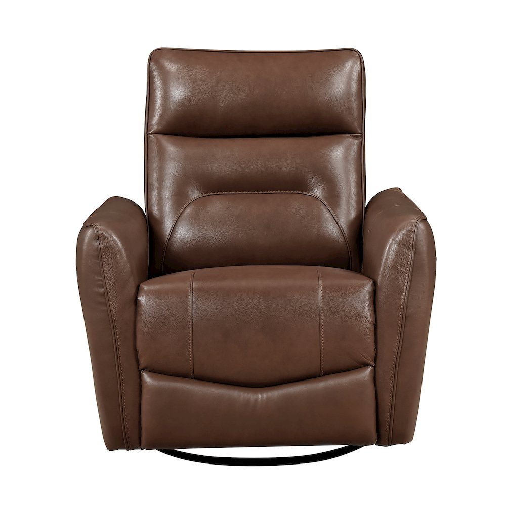 Thomas Leather Swivel Glider Reclining Chair in Toffee Brown. Picture 5