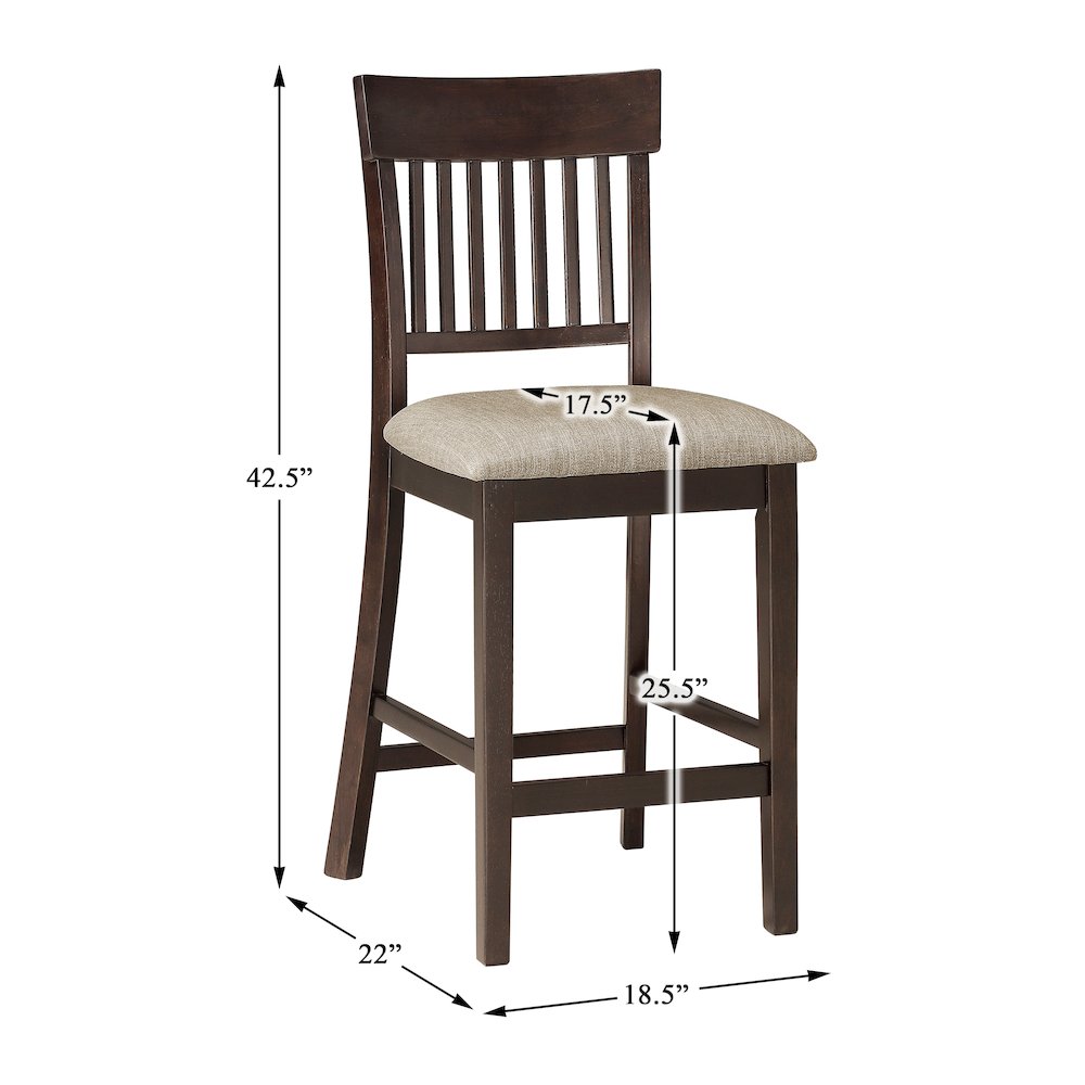 Balin Textured Counter Height Dining Chair, set of 2 in Brown. Picture 4