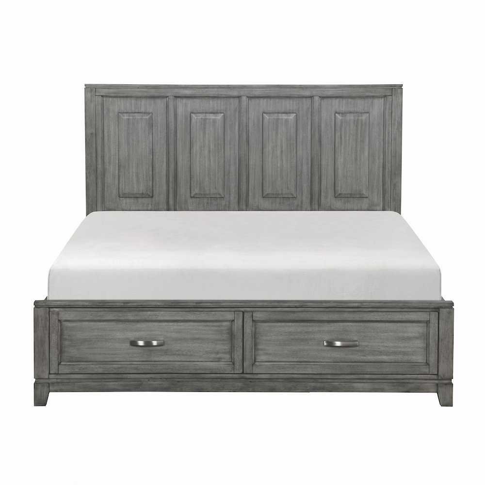 Garretson Acacia CK Platform Bed with Footboard Storage in Gray. Picture 4