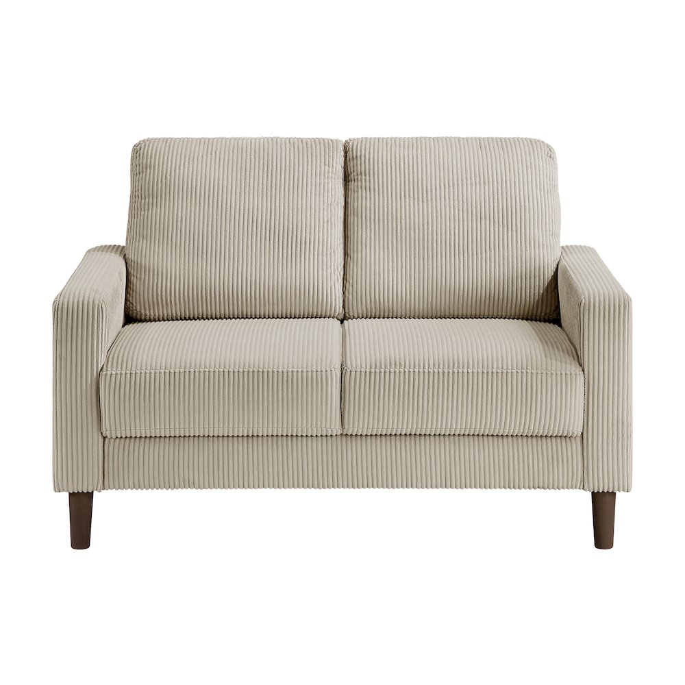 Crandall Corduroy Love Seat in Taupe. Picture 5