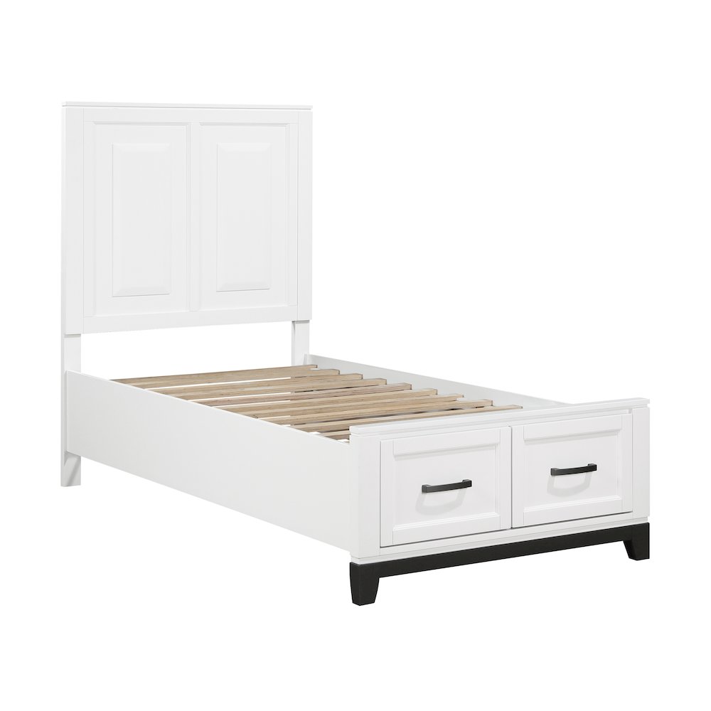 Garretson Acacia Twin Pltfm Bed in 2-Tone Finish (White n Metallic Gray). Picture 2