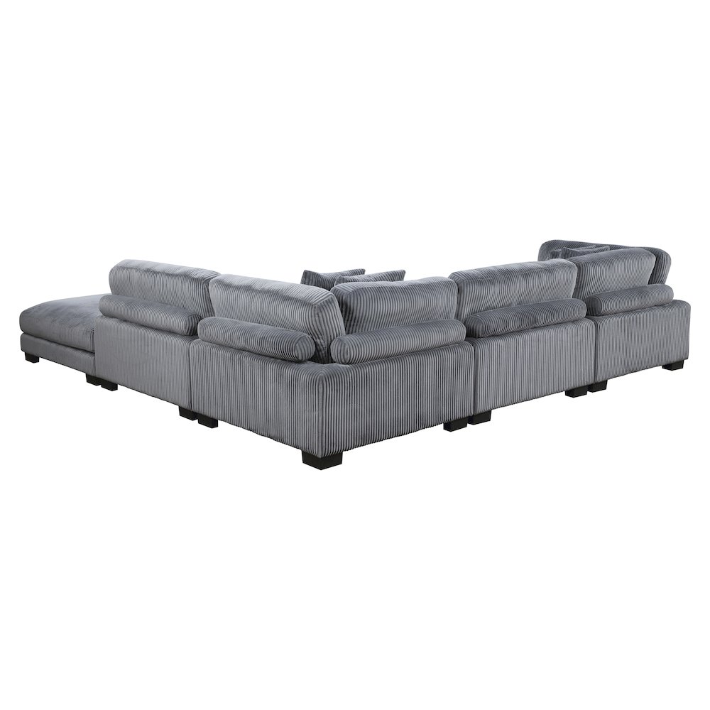 Traverse Corduroy 5-Piece Modular Sectional with Ottoman in Gray. Picture 5