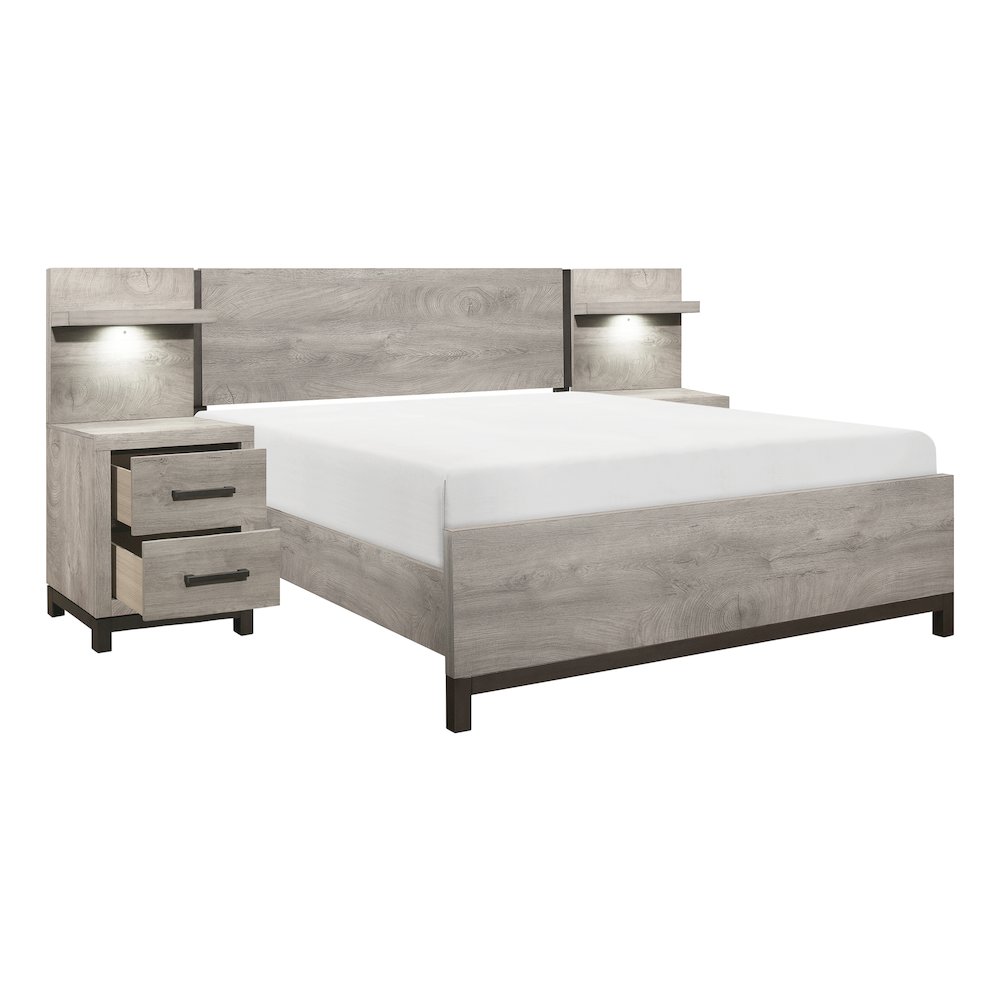 Zephyr Rubberwood Queen Bed in Light Gray. Picture 5