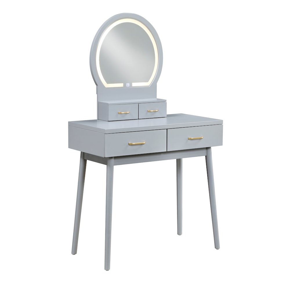 Camilla Acacia Vanity Dresser with Mirror and Stool in Gray. Picture 2