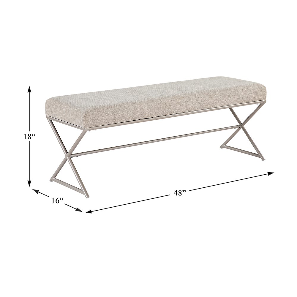 Wexley Chenille Bench in Taupe. Picture 4