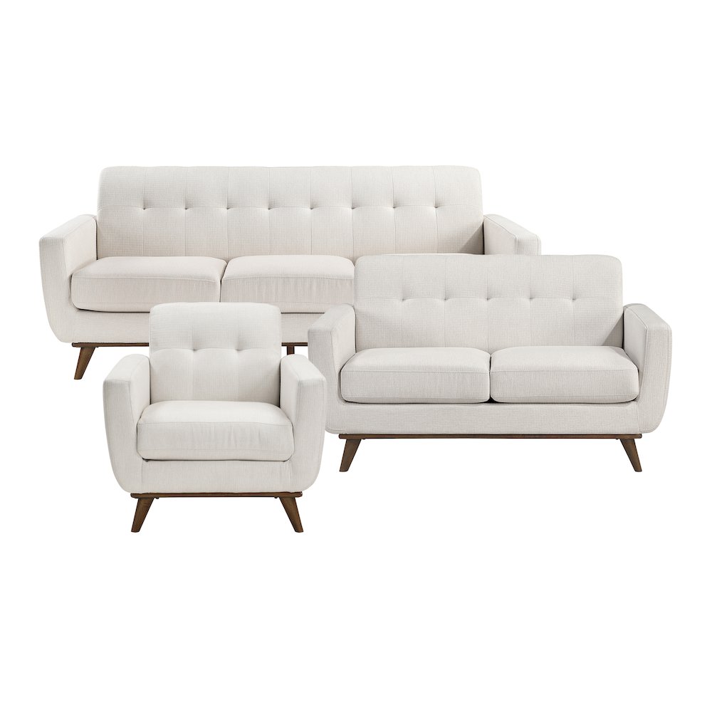 Martina Textured 3pc Set: Sofa, Love, Chair in Beige. Picture 4