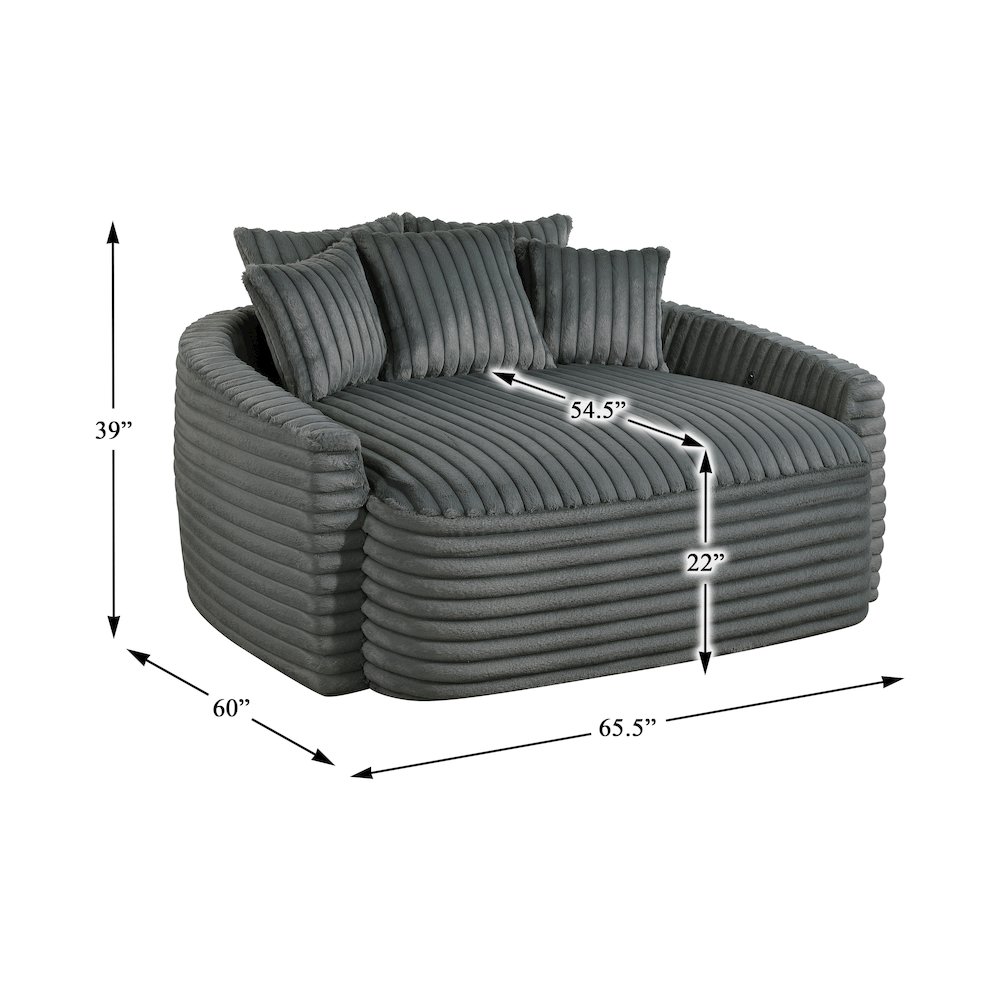 Tomball Corduroy Oversized Chaise Lounge in Dark Gray. Picture 8