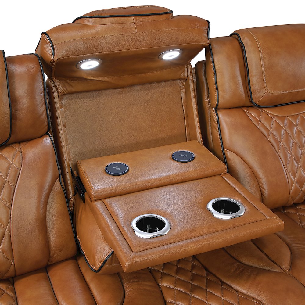Apex Leather 3pc Set: Sofa, Love, Chair in Brown. Picture 7