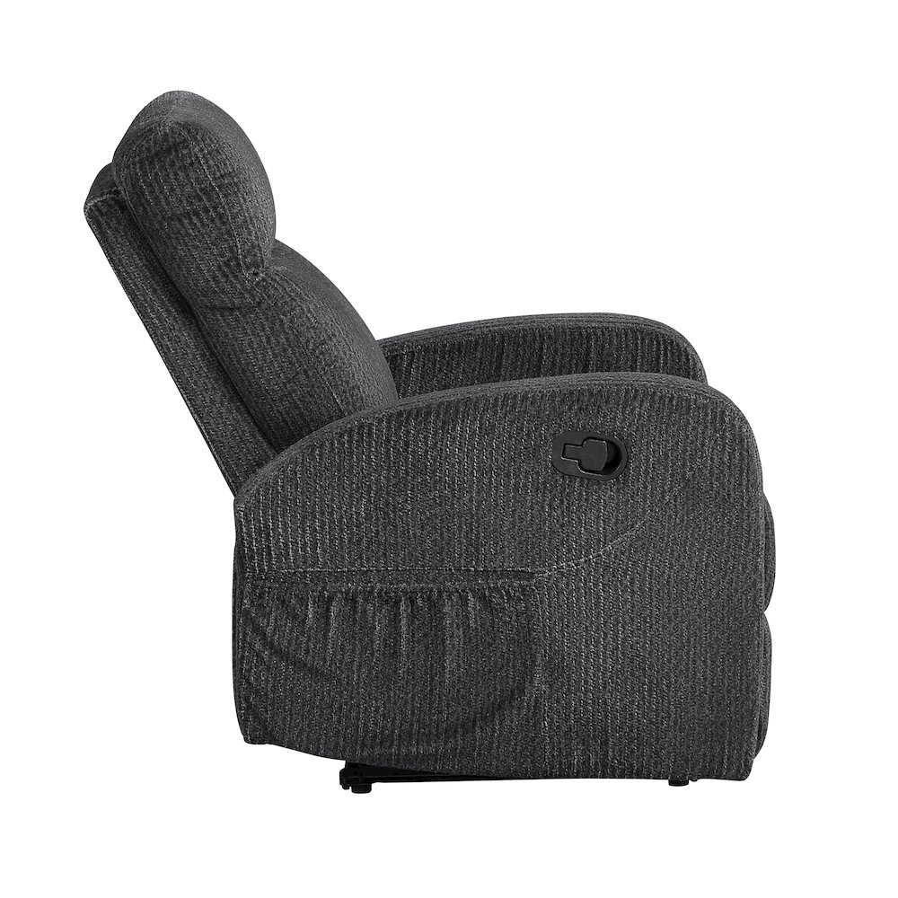 Allen Microfiber Reclining Chair in Dark Gray. Picture 5