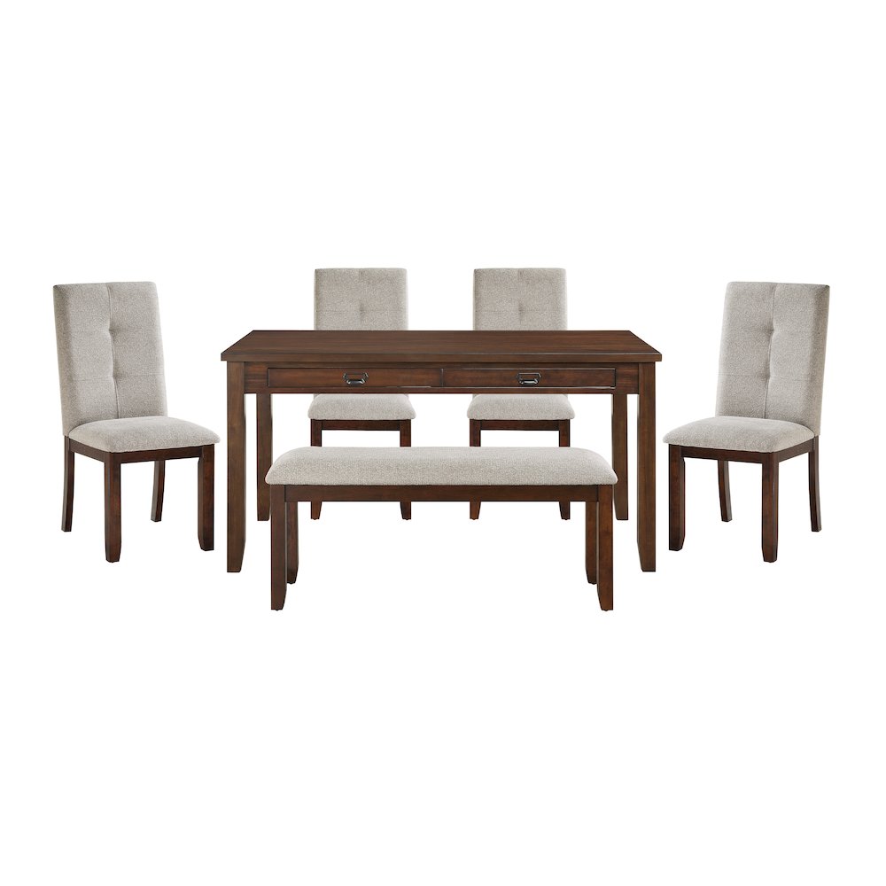 Binghampton Asian Hardwood 6-Piece Dining Set in Dark Cherry. Picture 4