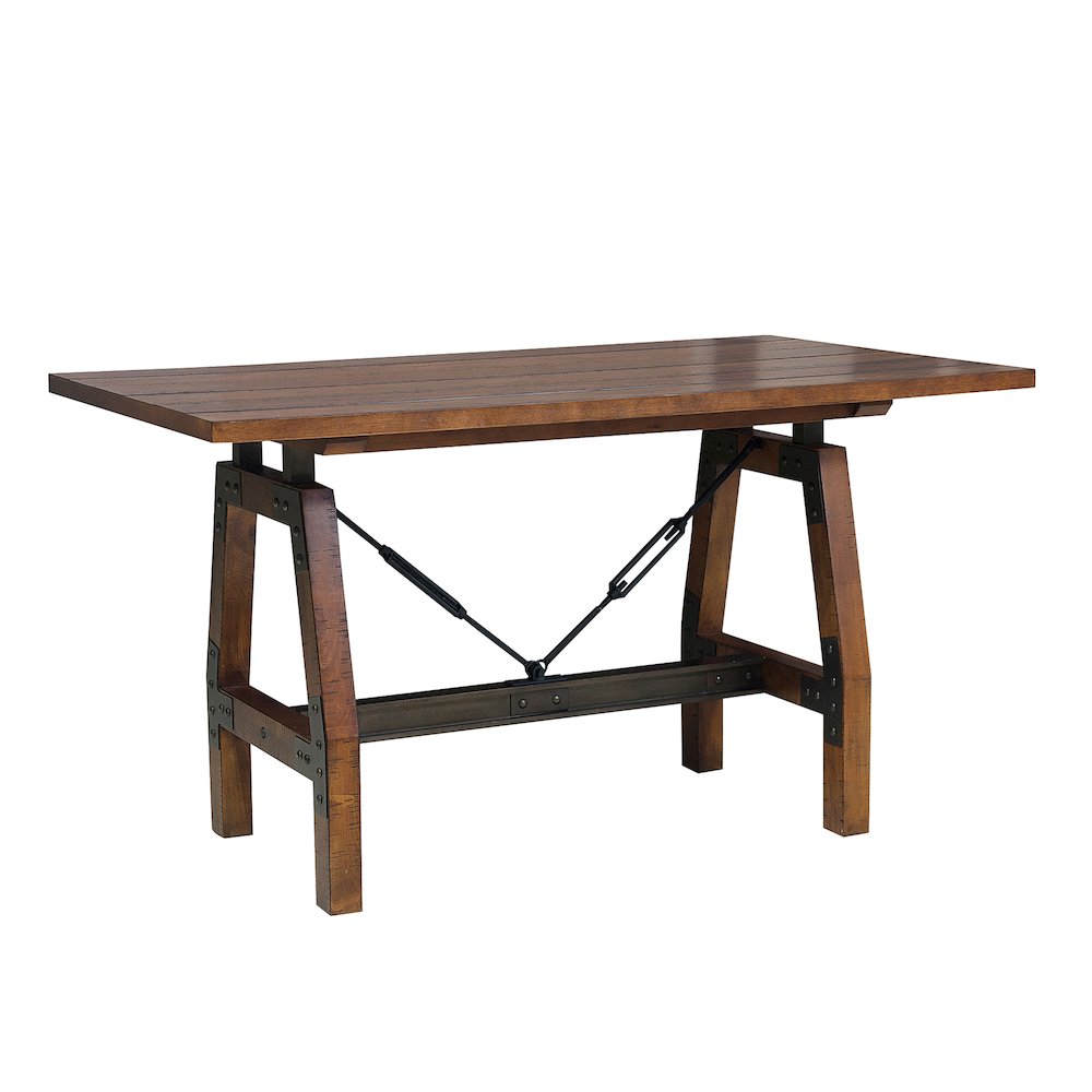 Holverson Poplar 5pcs Cntr Height Dining Set in Rustic Brown & Gunmetal. Picture 2