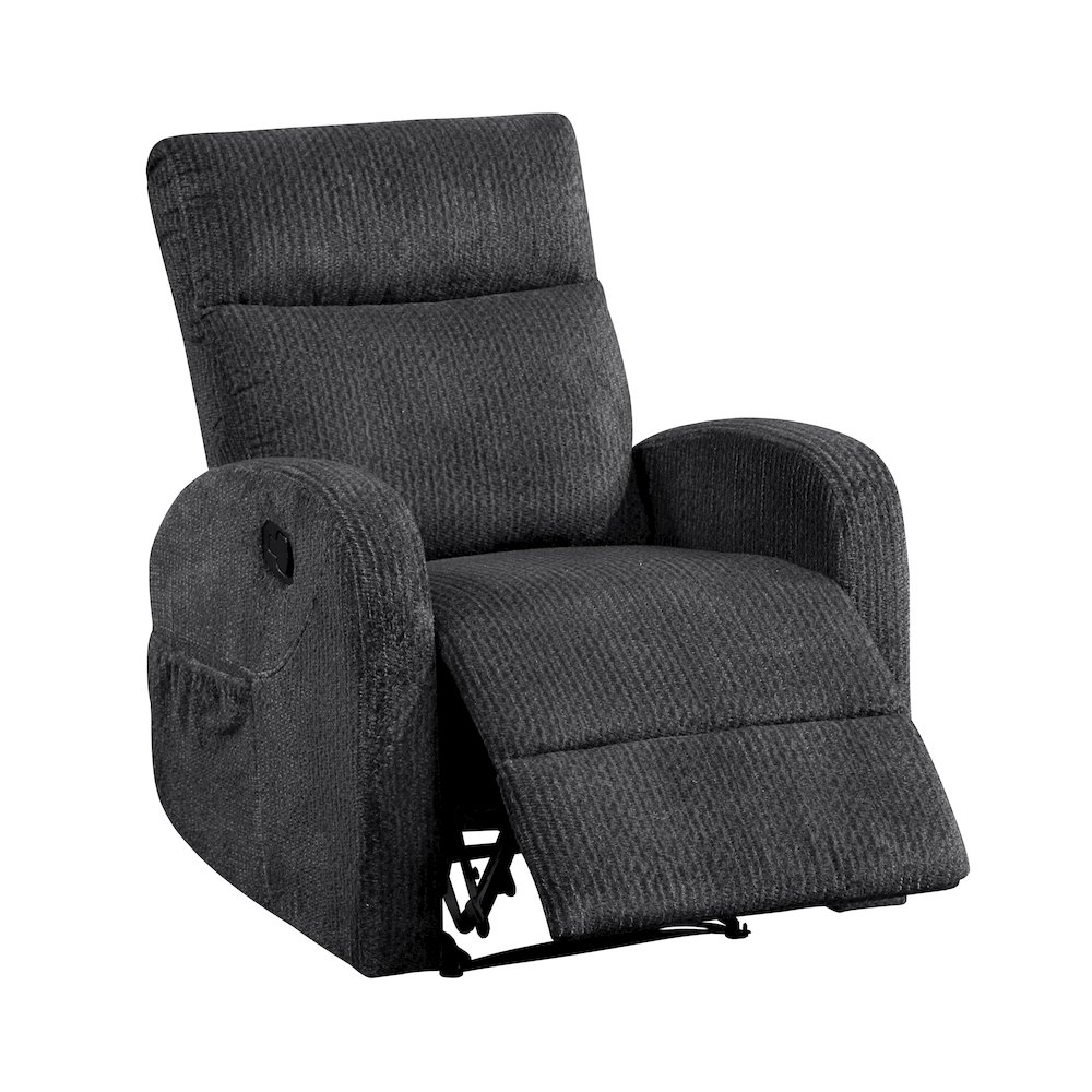 Allen Microfiber Reclining Chair in Dark Gray. Picture 6