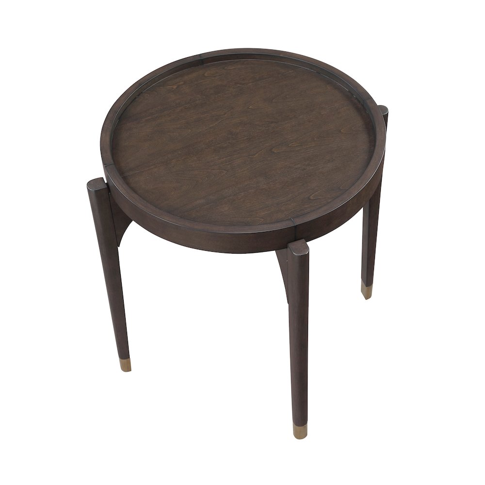 Anton Asian Hardwood End Table in Dark Brown. Picture 2
