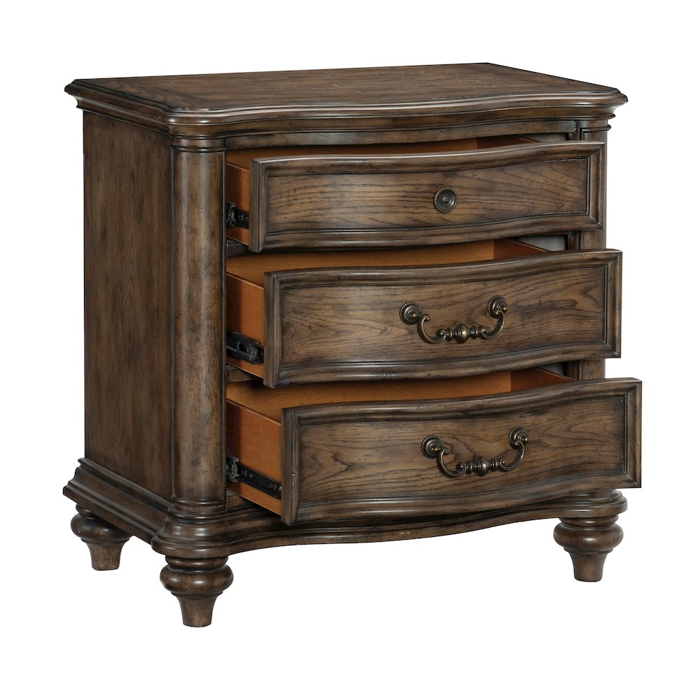 Heath Court Asian Hardwood Nightstand in Brown Oak. Picture 4