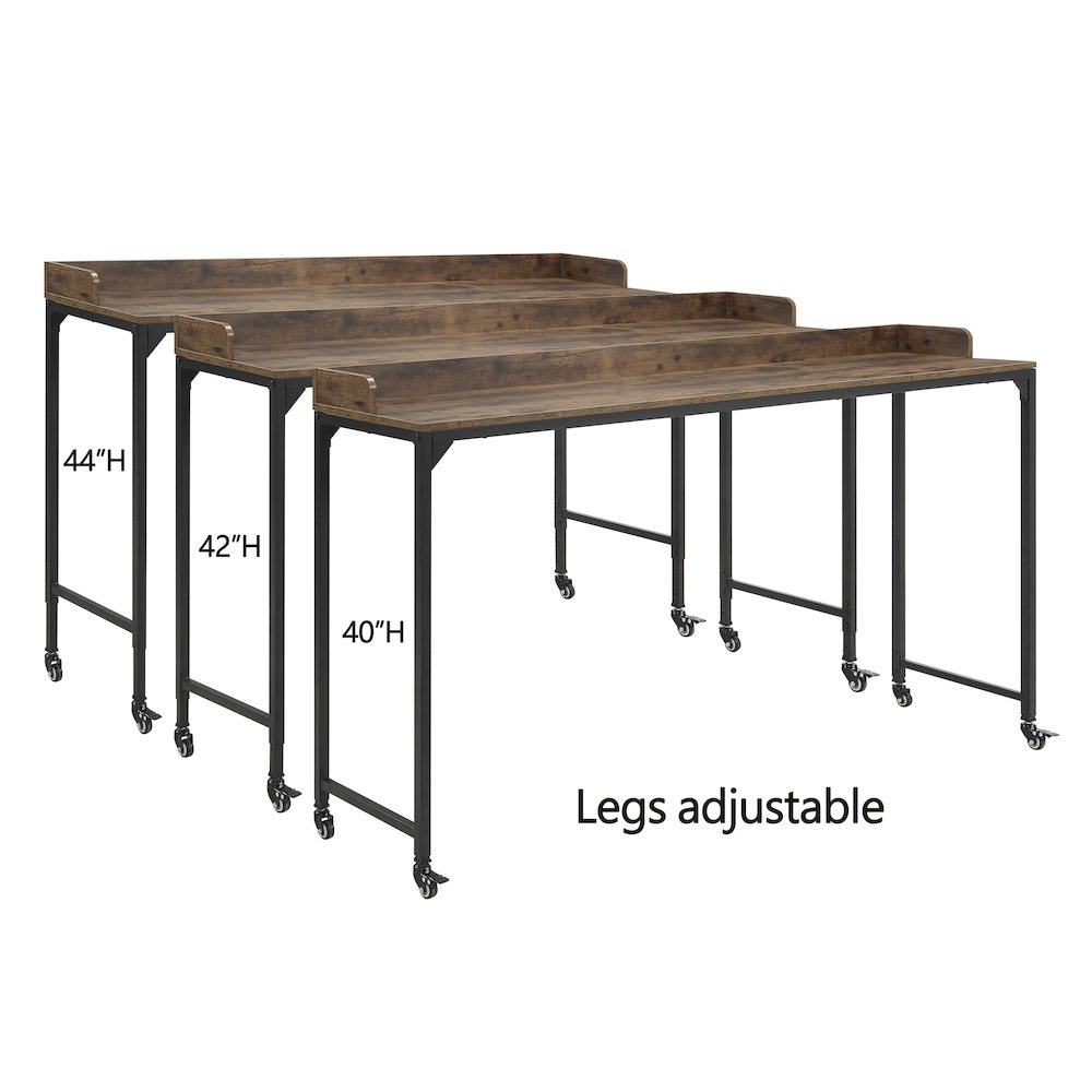 Sumter Faux Wood Over-The-Bed Desk in Rustic and Black Metal Finish. Picture 5