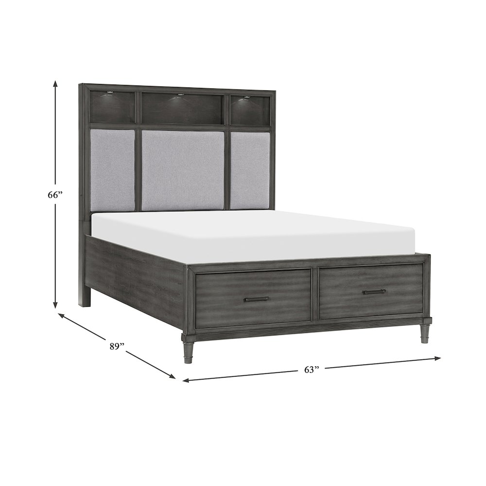 Wittenberry Asian Hardwood Queen Platform Bed in Gray. Picture 4