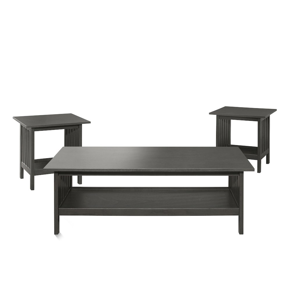 Lewiston Asian Hardwood 3-Piece Occasional Tables in Antique Gray. Picture 3