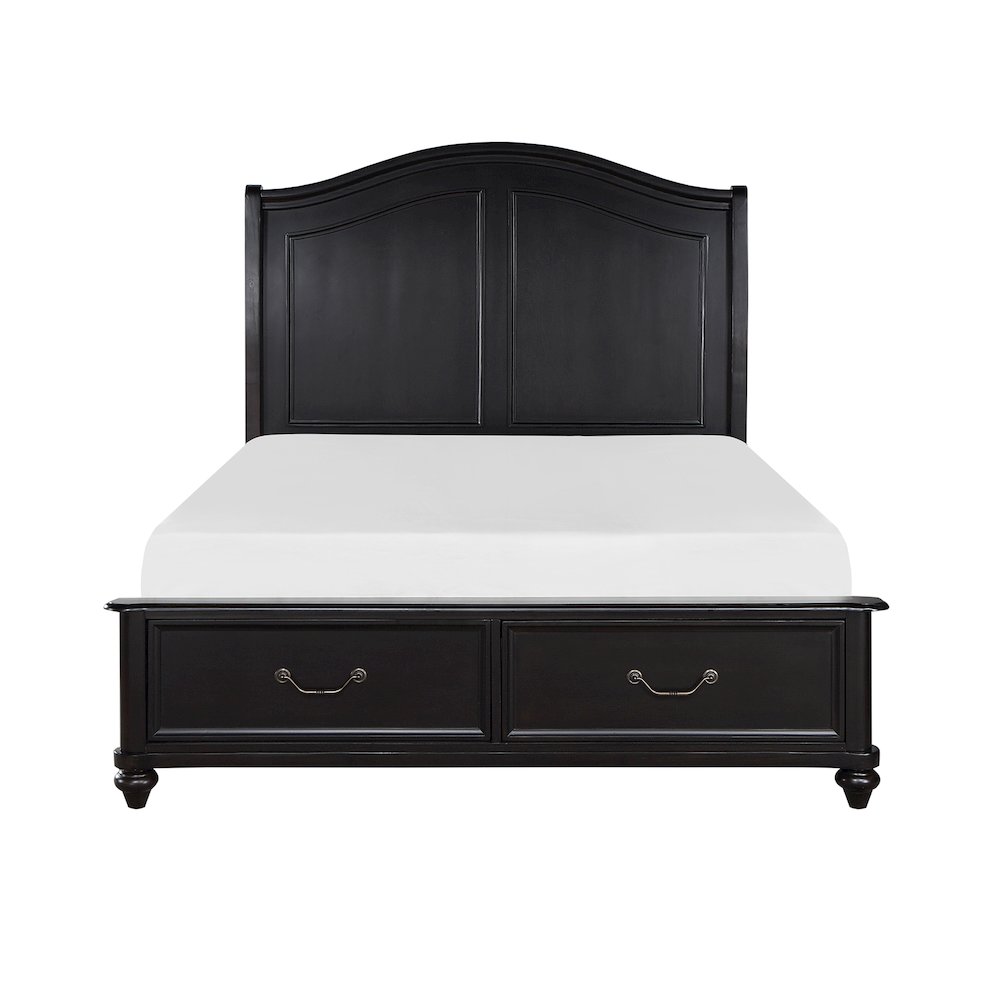 Herman Poplar Queen Platform Bed w Footboard Storage in Charcoal Brown. Picture 3