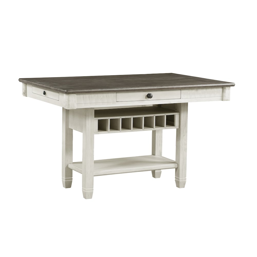 Granby Pine Counter Height Dining Table in Antique White and Rosy Brown. Picture 2