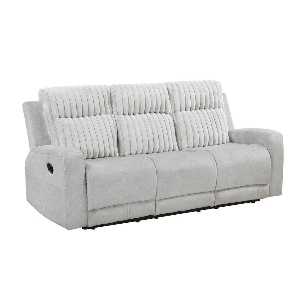 Benton Corduroy Double Reclining Sofa in Light Gray. Picture 1