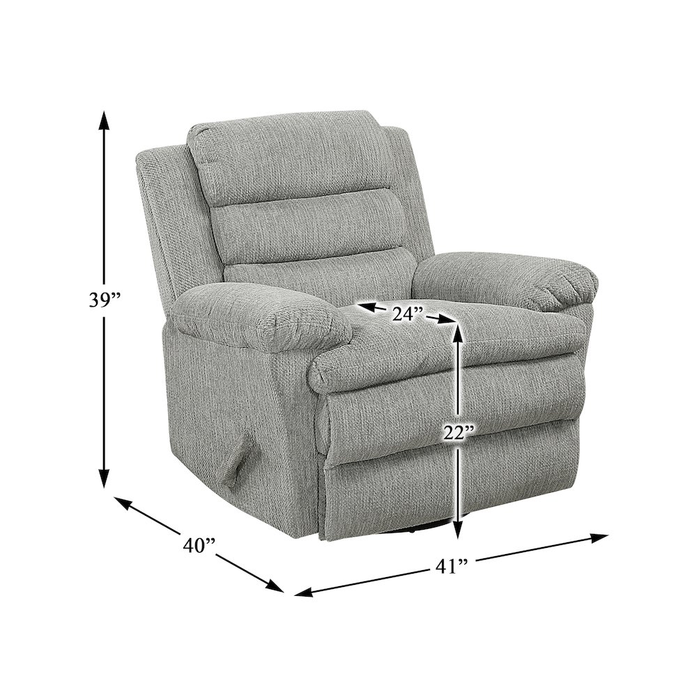 Oxford Microfiber Swivel Glider Reclining Chair in Gray. Picture 5