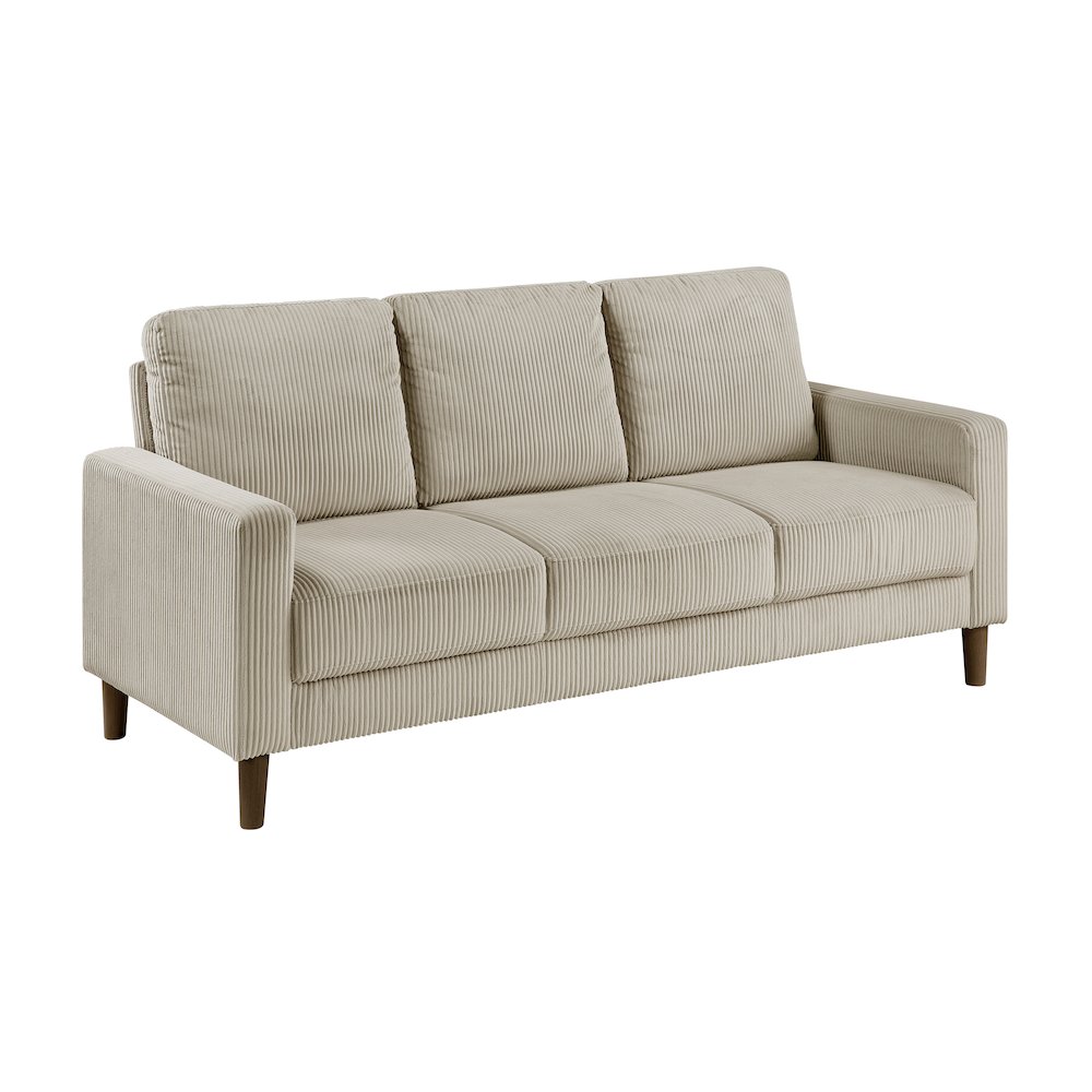 Crandall Corduroy 2pc Set: Sofa, Loveseat in Taupe. Picture 2