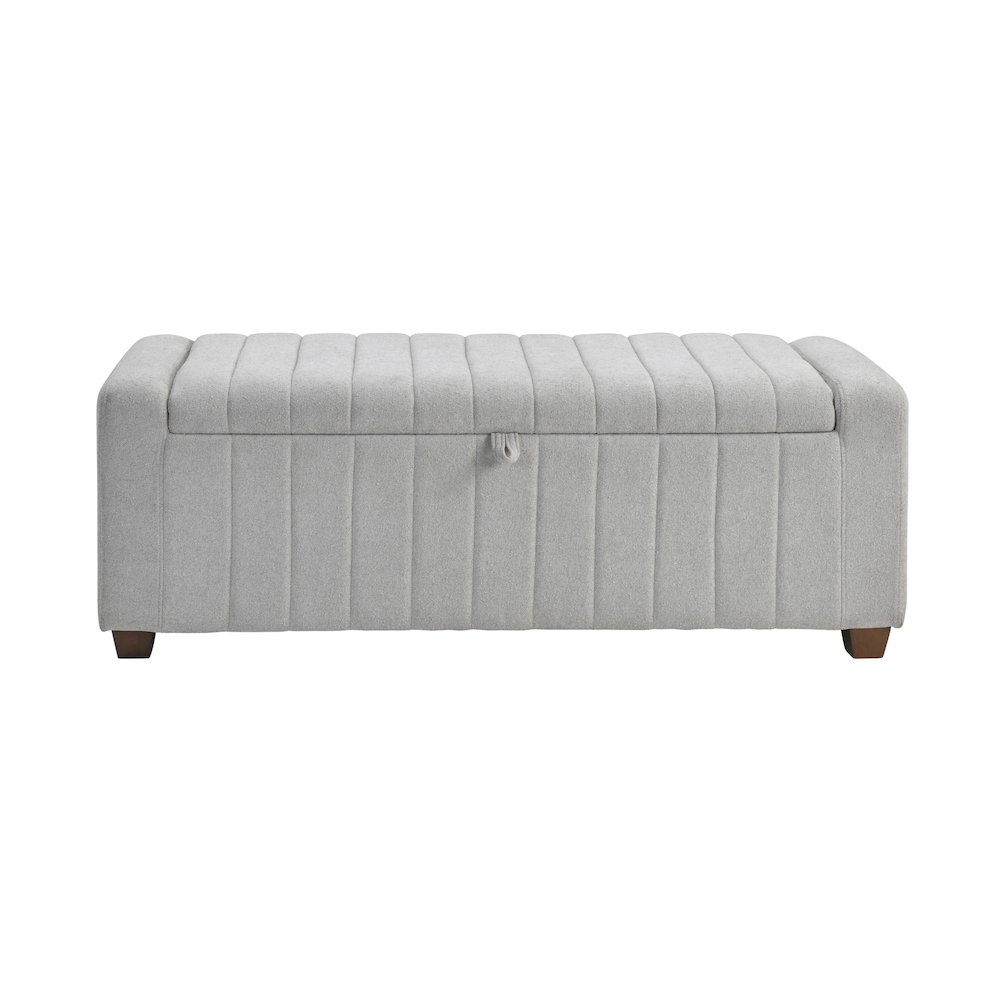 Derby Boucle Lift Top Storage Bench in Gray. Picture 3