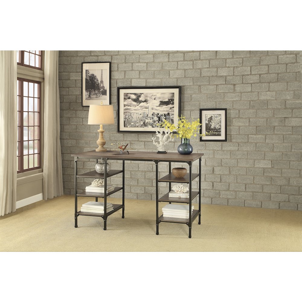 Millwood Pine Counter Height Writing Desk in  2-Tone Finish. Picture 2