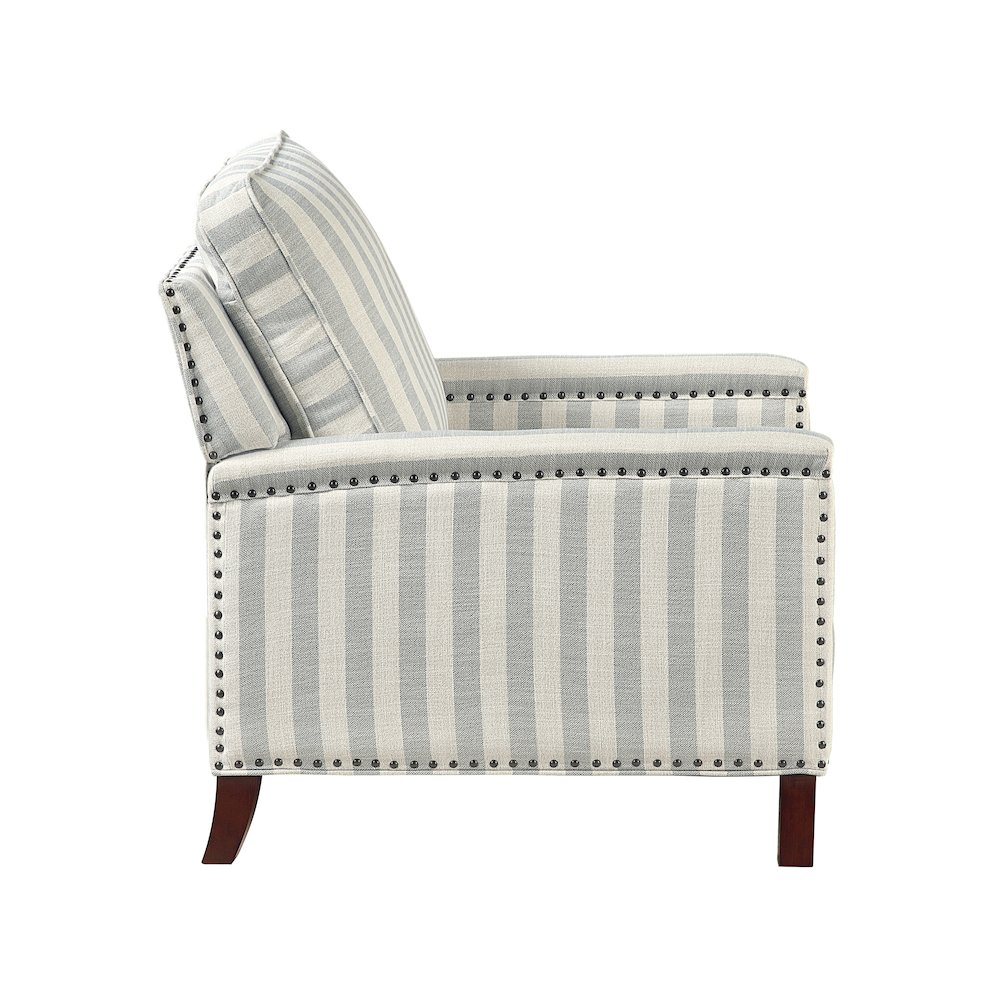 Landrum Textured PB Reclining Chair in Beige with Grayish Blue Stripe. Picture 6