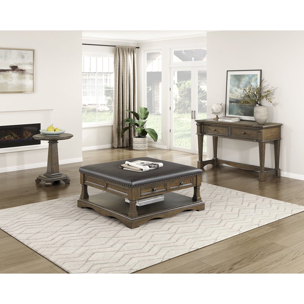 Rochester Asian Hardwood End Table in Brown. Picture 2