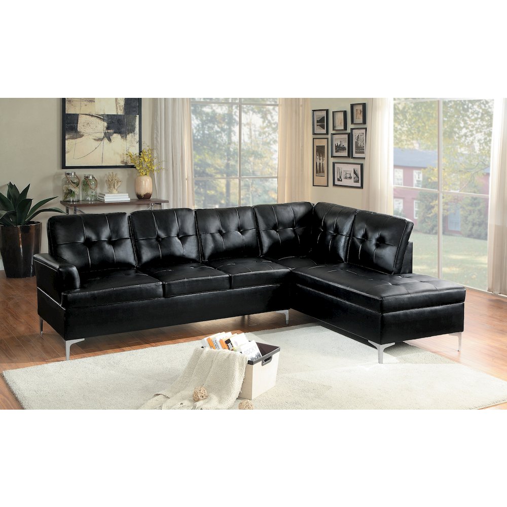Barrington Faux Leather 2-piece set Sectional Sofa in Black. Picture 3